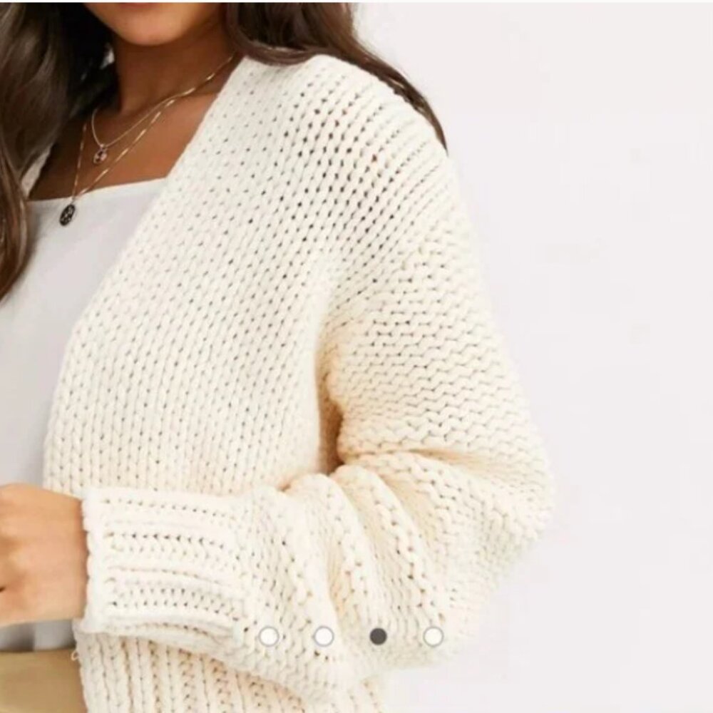 Free People Cream Knit Cardigan